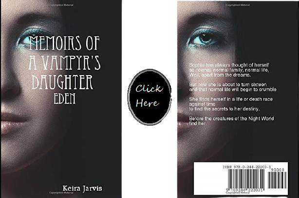 Front and back cover of book with click me prompt