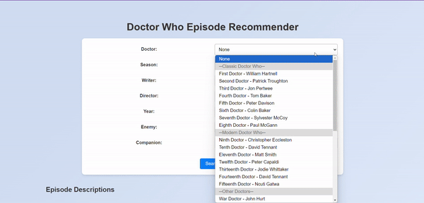 Doctor Who Episode Recommender Preview